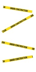 Yellow and Black UNDER CONSTRUCTION Tape Blocking Doorway - Isolated for editing into images