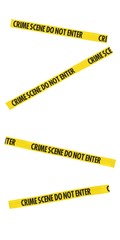 Yellow and Black Crime Scene Do Not Enter Tape Blocking Doorway - Isolated for editing into images