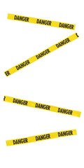 Yellow and Black DANGER Tape Blocking Doorway - Isolated for editing into images