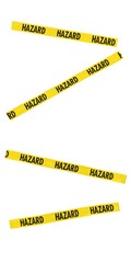 Yellow and Black HAZARD Tape Blocking Doorway - Isolated for editing into images