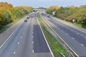 The M23 Motorway/ Highway just before the Gatwick turn off on a Fall day in October