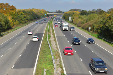 The M23 in Surrey on a Fall day in October.