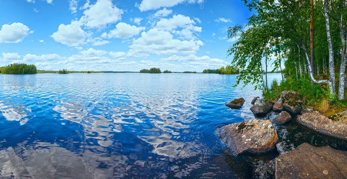 Lake Rutajarvi summer panorama (Finland).