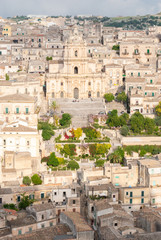 Naklejka premium Panoramic view of Modica, with the cathedral of San Giorgio