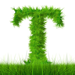 Conceptual green grass 3D font isoalted