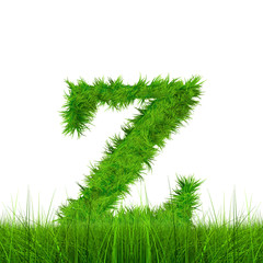 Conceptual green grass 3D font isoalted