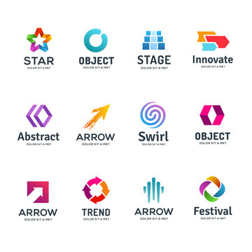 Set of abstract business logo icon design template elements