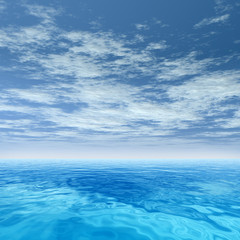 Fototapeta na wymiar Conceptual blue sea or ocean water with sky