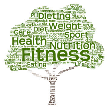 Conceptual health or diet tree word cloud