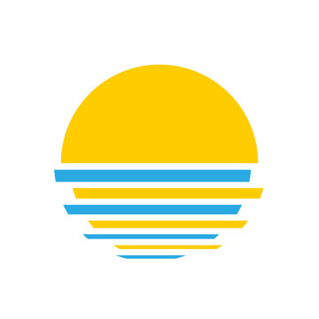 Beautiful ocean sunset icon, logo element