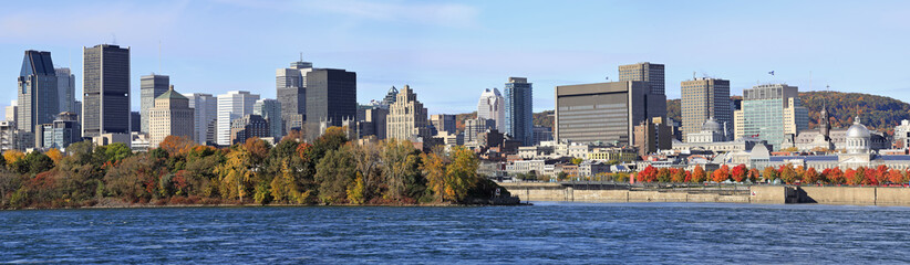 Montreal skyline with Saint Lawrence River in autumn, Quebec, Canada