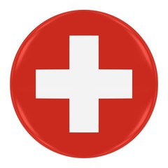 Swiss Flag Badge - Flag of Switzerland Button Isolated on White