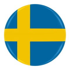 Swedish Flag Badge - Flag of Sweden Button Isolated on White