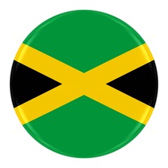Jamaican Flag Badge - Flag of Jamaica Button Isolated on White