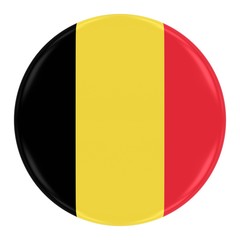 Belgian Flag Badge - Flag of Belgium Button Isolated on White