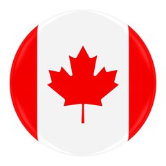 Canadian Flag Badge - Flag of Canada Button Isolated on White