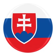 Slovakian Flag Badge - Flag of Slovakia Button Isolated on White
