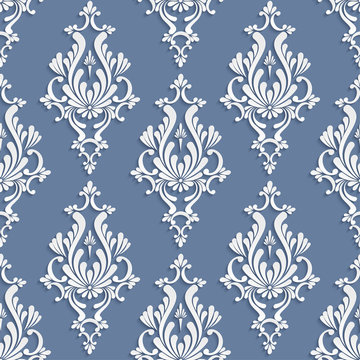 Vector Floral Damask Seamless Pattern