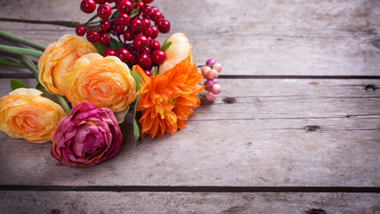 Flowers in autumn colors