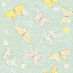 Naklejka na ściany i meble Delicate seamless pattern with butterflies