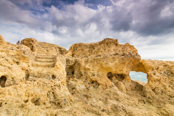 Fototapeta na wymiar Strange rock formation in Carvoeiro Coast, Algarve, Portugal