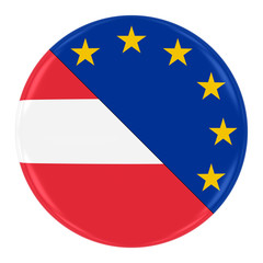 Austrian/European Relations Concept Image - Badge with Split Flags of Austria and the European Union