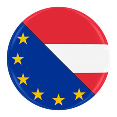 European/Austrian Relations Concept Image - Badge with Split Flags of the European Union and Austria