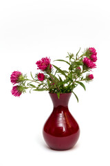 Rote Vase mit Blümchen