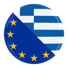 European/Greek Relations Concept Image - Badge with Split Flags of the European Union and Greece