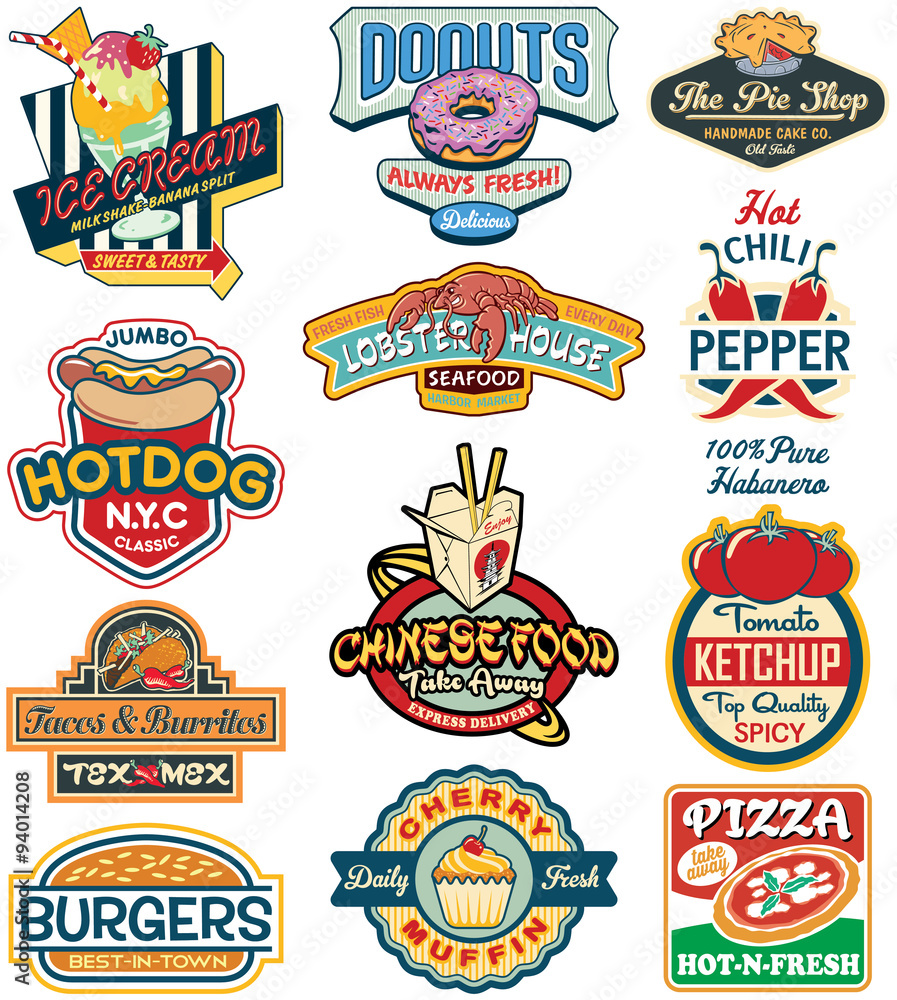 Wall mural vector vintage food labels