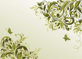 Vintage olive visiting with floral pattern