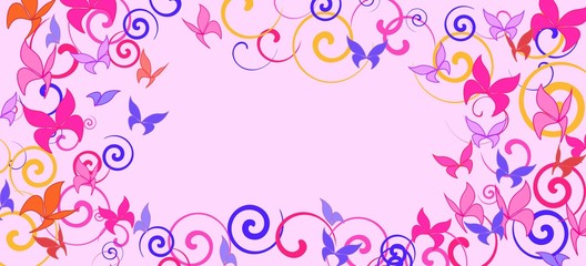 background with colorful butterflies