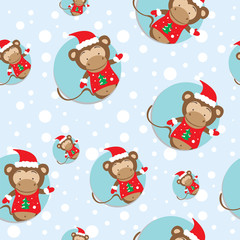 Monkeys . Seamless background . Symbol of the year . New Year Christmas.