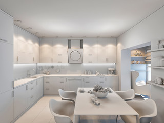 3d render of small apartments without textures in white color