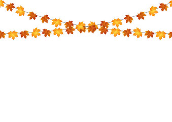 Obraz premium Garlands of autumn maple leaves on a white background.