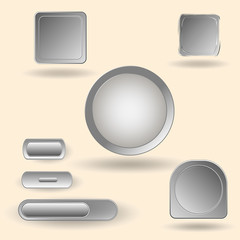 Set of blank grey buttons