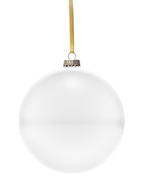 White bauble hanging on a golden string.(series)