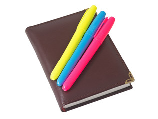 Notebook and Colorful markers pens