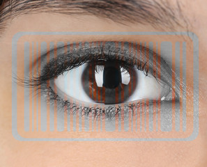 Human eye with integrated barcode