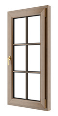 brown wooden window isolated on white background