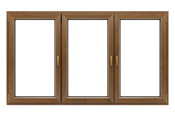 brown wooden window isolated on white background