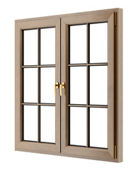 Obraz premium brown wooden window isolated on white background