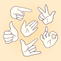 Set of cartoon hands and gestures.