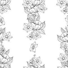Seamless black and white floral pattern