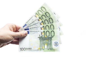 Ręka trzymająca pieniądze Euro