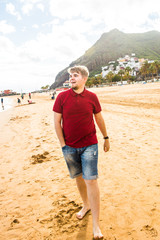 Smiling man at the beach