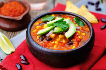 Chipotle red bean tortilla soup
