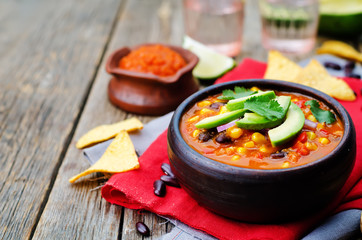 Chipotle red bean tortilla soup
