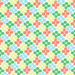 Seamless pattern with rhombus of circles on a white background. Illustration of decorative colorful rhombuses from circles or dots. Repeating spots in the form of rhombuses.