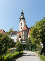 Blick auf Kirche und Karner von Hartberg, Steiermark